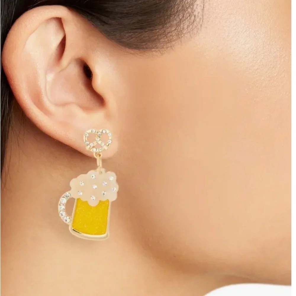 Leith Gold and Yellow Beer Mug Earrings